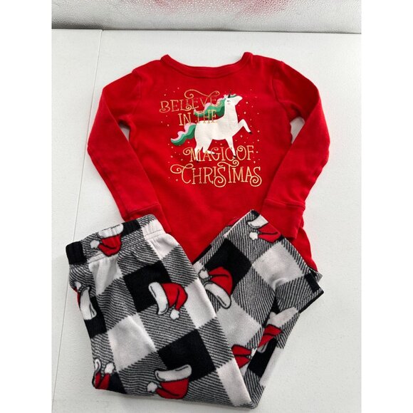Cat & Jack 3T Unicorn Christmas Pajama Carters 4T Team Santa Holiday Pajama Set - Picture 5 of 15